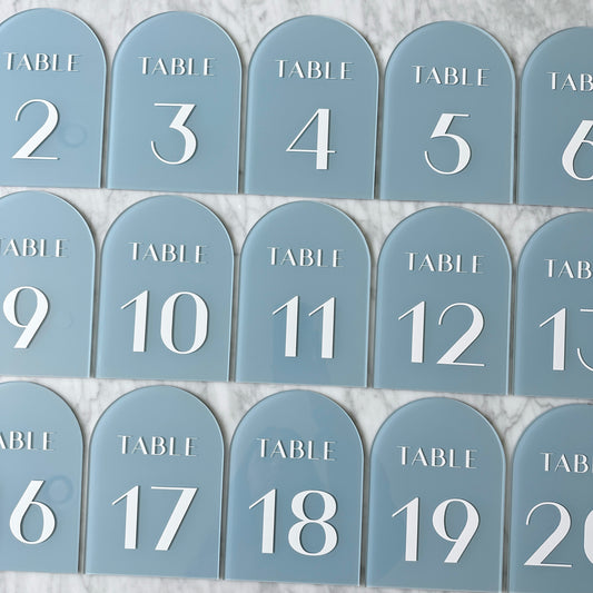 Table Number Signs - Arched Number