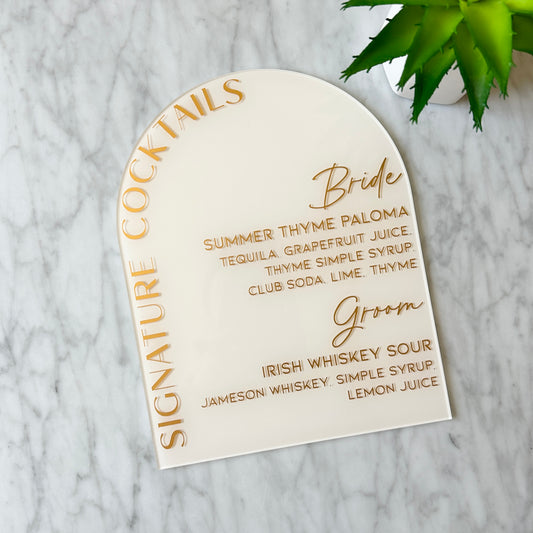 Signature Cocktails Table Sign - Curved