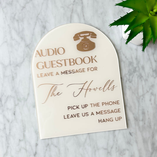 Audio Guestbook Table Sign - Arched