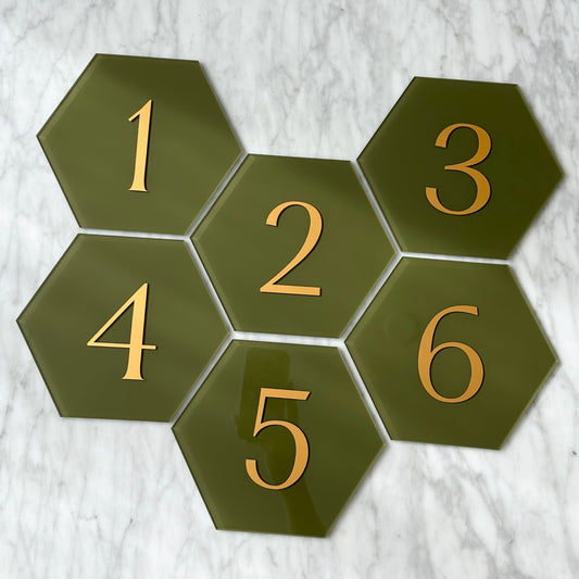 Table Number Signs - Hexagon Number