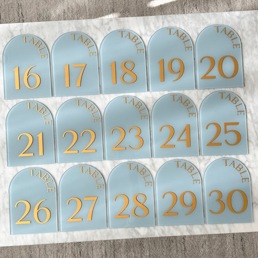 Table Number Signs - Curved Number