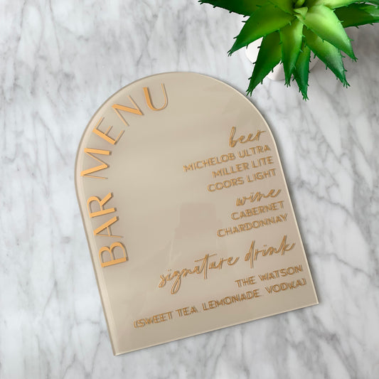 Bar Menu Table Sign - Arched